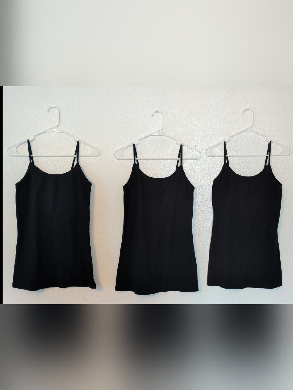 Active Basic 3-Pack Black Extra Long Camisole Tanks Size Large